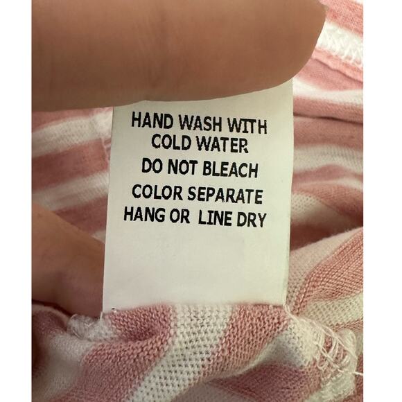 Honey Punch white pink stripes cut out distressed top size small - Picture 5 of 12